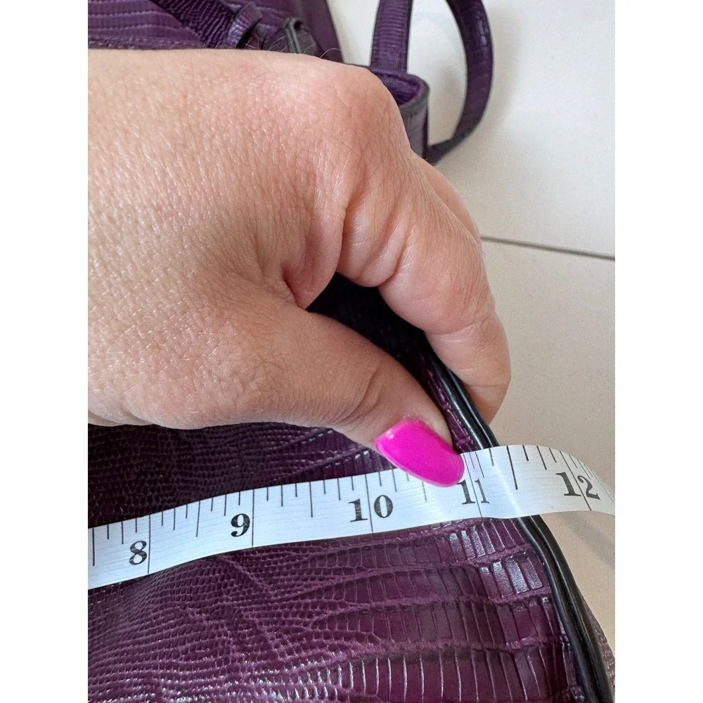 Danielle Nicole Tote Bag Women Large Purple Faux Lizard Embossed Structured Chic - Picture 8 of 14